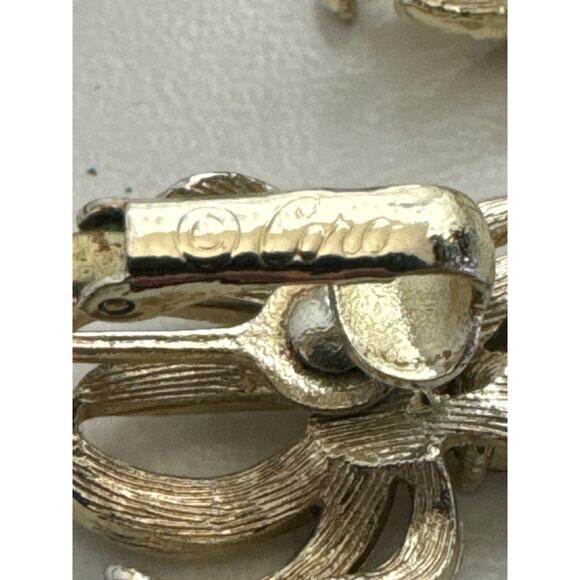 Vintage Coro stamped Spikey with rhinestone clip on earrings - Picture 6 of 10